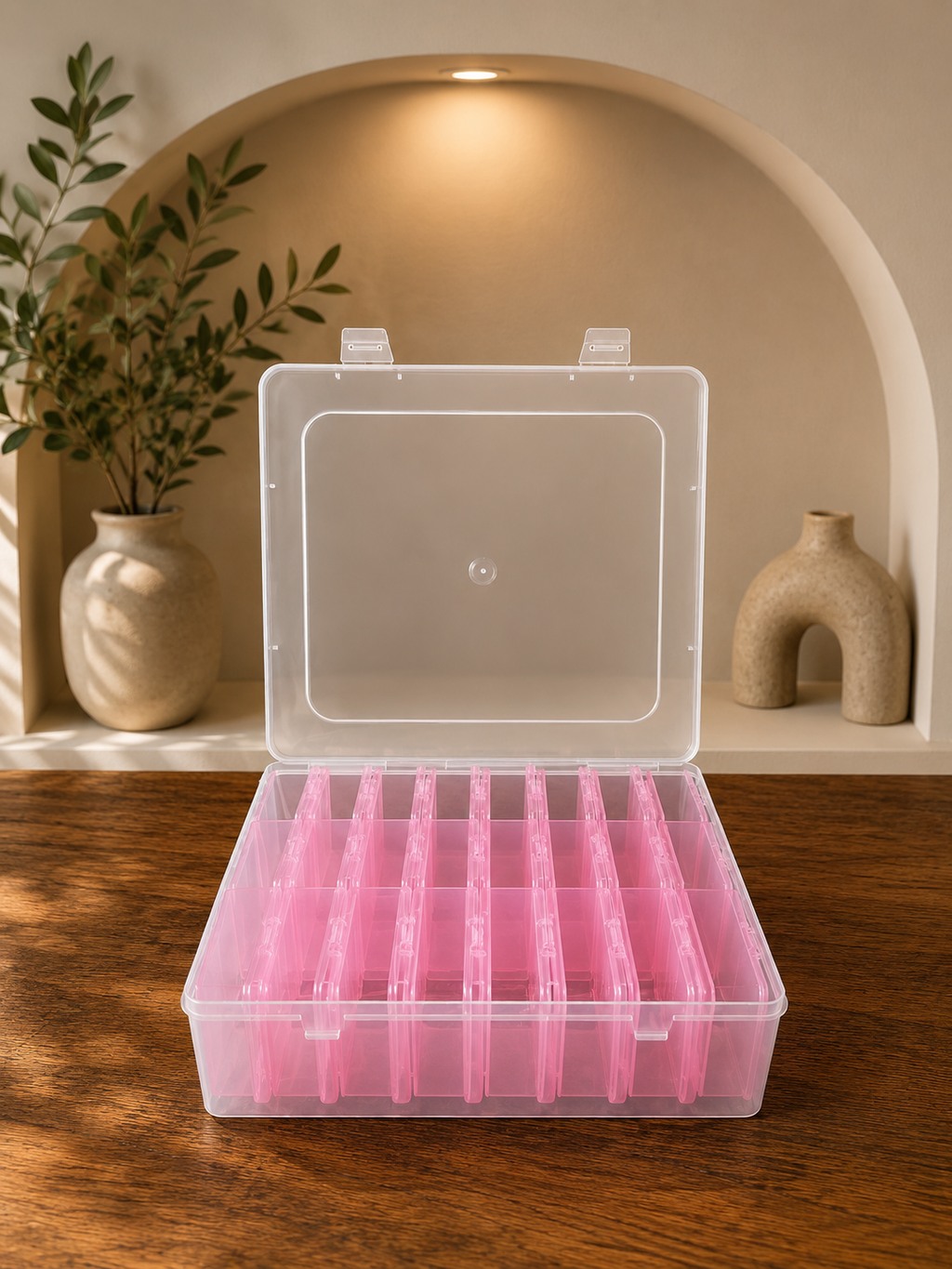 Pembe Modüler Organizer Kutu – 24 Bölmeli | P-SERİSİ