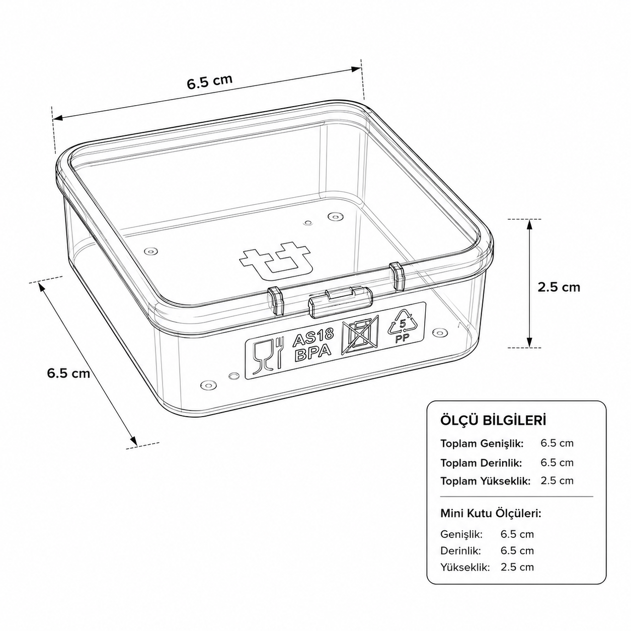 P-SERİSİ PK-10 Şeffaf Plastik Organizer Kutu – 10'lu Set (6.5x6.5x2.5 cm)